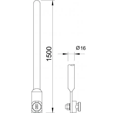 5402158 - Tija de captareimpamantare cu piesa de legatura pentru conductor rotund 8-10mm, cu perforatie de 12mm, 1,5m