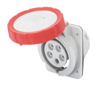 GW62232H - PRIZĂ CU MONTAJ ÎNCASTRAT ÎN UNGHI DE 10° HP - IP66IP67 - 3P+N+E 16A 380-415V 5060HZ - ROȘU - 6H - CABLAJ CU ȘURUB