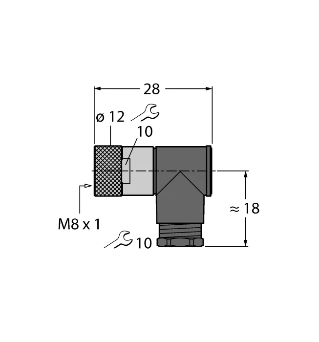 B5241-0 - Conector demontabil Conector mamă M8 × 1Ø 8-mm, drept