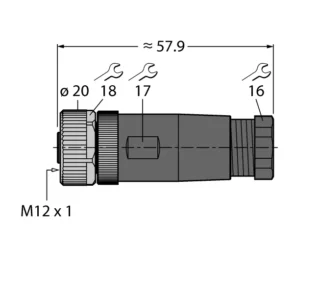 B8181-0 - Conector demontabil Conector mamă M12 x 1, drept