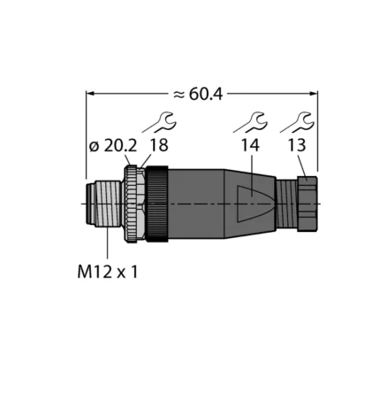 BS8141-0 - Conector tata, M12, 4 pini, demontabil