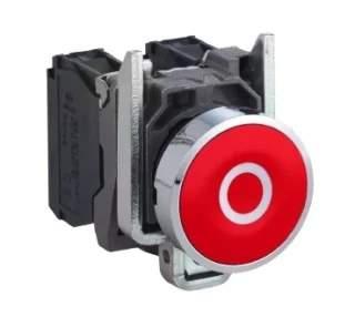 XB4BA4322 - Buton Complet Incastrat Rosu Ø 22, Revenire cu Arc, 1Nc, „O”