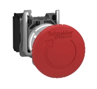 XB4BS8442 - Red Ø40 Emergency stop, switching off Ø22 latching turn release 1NC