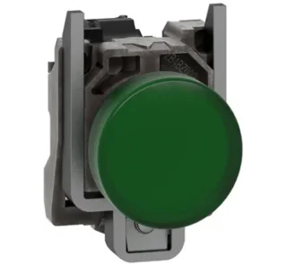 XB4BV63 - Lampa Pilot Completa Verde Ø 22, Lentila Simpla, pentru bec Ba9S 250V