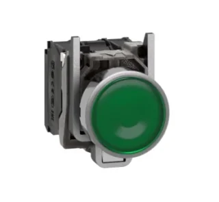 XB4BW33B5 - Buton luminos verde, incastrat complet Ø22 cu revenire cu arc 1NO+1NC 24V