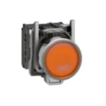 XB4BW35B5 - Buton luminos portocaliu, incastrat complet Ø22 cu revenire cu arc 1NO+1NC 24V