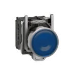 XB4BW36B5 - Blue buton luminos incastrat complet Ø22 cu revenire cu arc 1NO+1NC 24V
