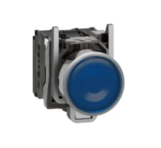 XB4BW36B5 - Blue buton luminos incastrat complet Ø22 cu revenire cu arc 1NO+1NC 24V