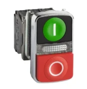 XB4BW73731M5 - Buton iluminat dublu verde incastrat/rosu proeminent Ø22 1NO+1NC 240V