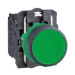 XB5AA31 - Buton Verde Ø 22, Incastrat, Revenire cu Arc, 1No