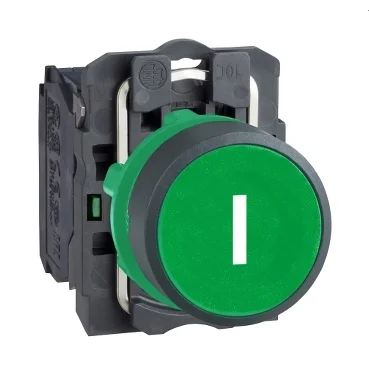 XB5AA3311 - Buton Verde Ø 22, Incastrat, Revenire cu Arc, 1No