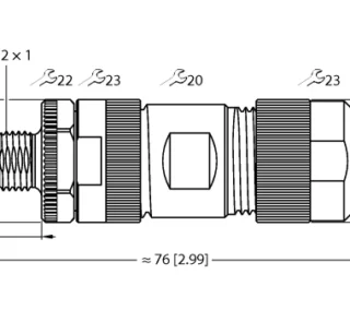 FW-ERSPM0514-PL-S-0813 Conector demontabil tată M12 × 1, drept