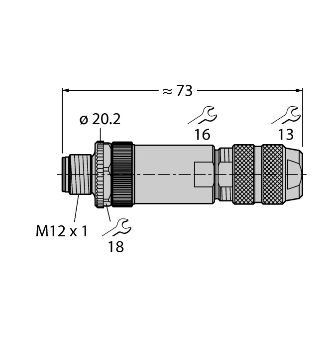 FW-M12ST5D-G-SB-ME-SH-8 Conector demontabil tată M12 × 1, drept