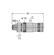 FW-M8ST4-G-SB-ME-SH-6.5 Conector demontabil tată M8 × 1Ø 8-mm, drept