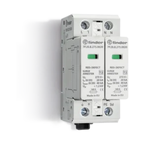 7P2782750020 - Descarcator de supratensiune Tipul 7P.27, SPD Tip 2 (2 varistoare) pentru sisteme monofazate TN cu neutru. Varistor de protecþie L, N-PE